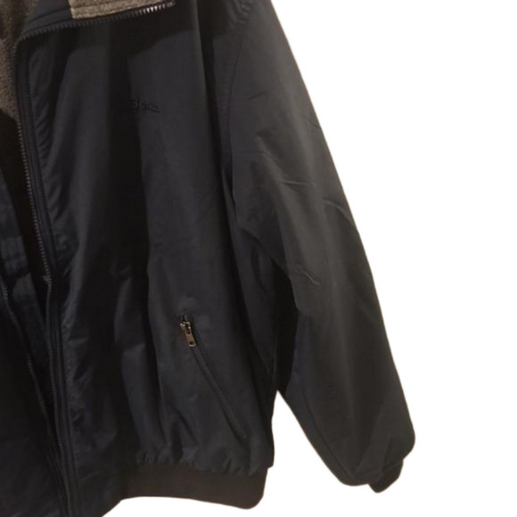 L.L. Bean Mens Warm-up Jacket in Navy Zip Pockets Gray Fleece Lined Size L Reg - Picture 3 of 7